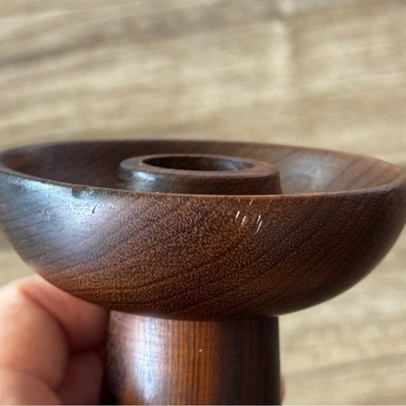 Oregon myrtle wood candle stick holder MCM Vtg - Picture 4 of 7
